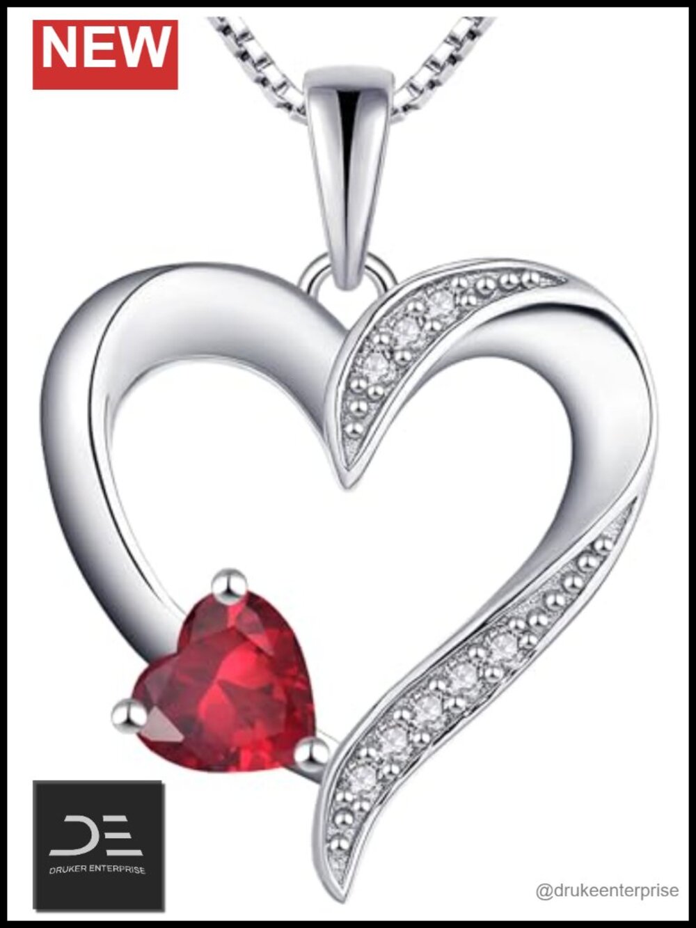 925 Sterling Silver Heart Pendant Necklace
